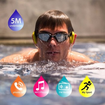 Tayogo IPX8 Waterproof 8GB Underwater MP3 Music Player Bone conduction headphone with FM bluetooth Pedo Meter for Swimming Sport