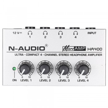 HA400 Ultra-compact 4 Channels Mini Audio Stereo Headphone Amplifier with Power Adapter