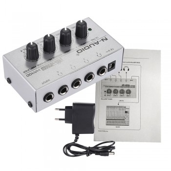 HA400 Ultra-compact 4 Channels Mini Audio Stereo Headphone Amplifier with Power Adapter