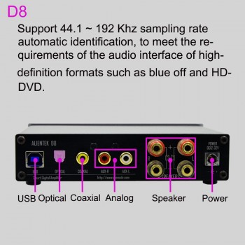 2018 Amplifiers ALIENTEK D8 Power Amplifier Professional USB DAC Audio Amplifier 80W PCM2704 XMOS DAC Amp Portable Amplificador