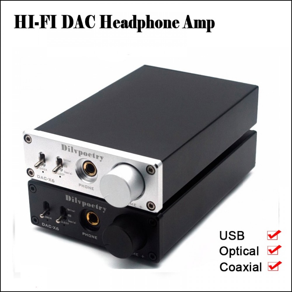 Dilvpoetry DAC-X6 Hifi USB DAC Headphone Amplifier Home Portable Headphones Amplifier DAC Audio Amplifier Headphone Amp USB