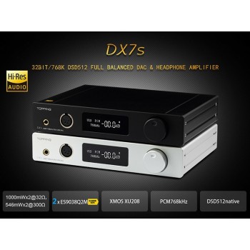 TOPPING DX7s 2*ES9038Q2M 32Bit/768K DSD512 Full balanced DAC amp; Headphone amplifier  XMOS(XU208)+OPA1612 USB/OPT/AES/COAX input