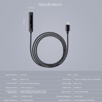 Fiio i1 (Fi 1123) Amplifier DAC with Microphone made for iPhone X / iPhone 8 Lightning plug To 3.5mm stereo jack