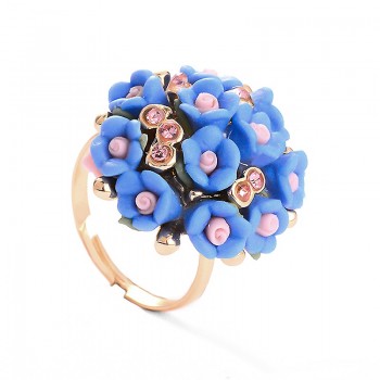 H:HYDE Fashion Wedding Rings Jewelry Bague Femme Pink Flower Rings For Women Summer Style 7Colors Ceramic Flower Anillos Mujer