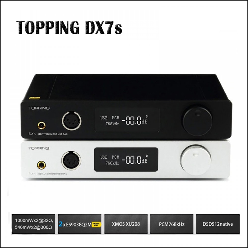 TOPPING DX7s Full Balanced DAC Headphone Amplifier USB DAC ES9038Q2M Amp XMOS XU208 OPA1612 DSD512 Optical Coaxial input
