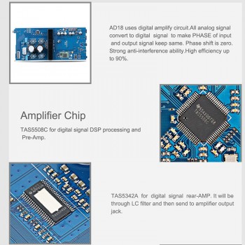 S.M.S.L AD18 Bluetooth4.2 USB DSP HIFI Digital Decoding Power Amplifier Headphone AMP TAS5508C TAS5342A Bluetooth DAC