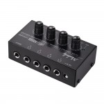 Muslady Headphone Amplifier HA400 Ultra-compact 4 Channels Mini Audio Stereo Headphone Amplifier with Power Adapter