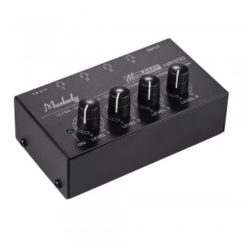 Muslady Headphone Amplifier HA400 Ultra-compact 4 Channels Mini Audio Stereo Headphone Amplifier with Power Adapter