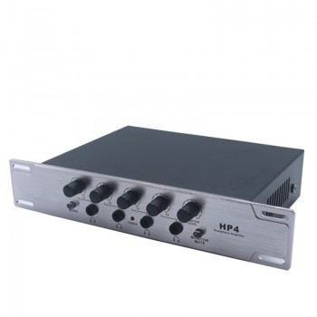 HP4 Ultra-compact 4 Channels Mini Audio Stereo Headphone Amplifier With Power Adapter gray