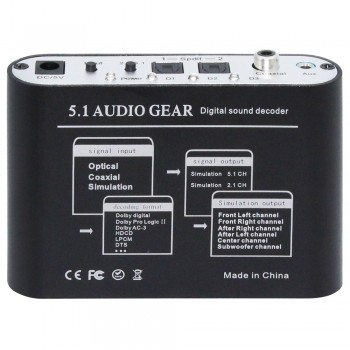 1 Piece 5.1 AC3 DTS HD Audio Gear Sound Decoder Stereo Digital Audio Converter LPCM To 5.1 Analog Output 2.1 DVD PC
