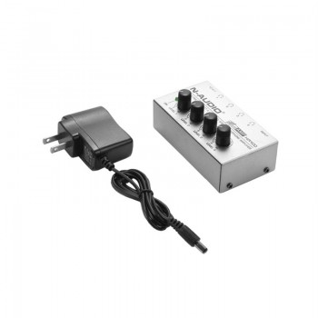 HA400 Ultra-compact 4 Channels Mini Audio Stereo Headphone Amplifier With Power Adapter Silver