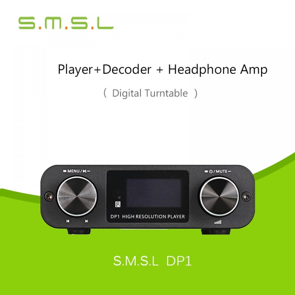 Amplifiers 2017 SMSL DP1 HIFI Player Turntable Decoder DAC 32Bit Headphone AMP SDamp;USB Input /RCA 3.5mm Digital Fiber Output DC9V