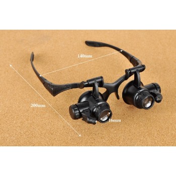 Wearing magnifier LED lamp glasses jewelry a magnifying glass to look at the antique watch repair 4 sets of lenses