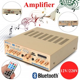 New Amplifier Bluetooth 12V/220V Stereo Audio Amplifier for Home 2CH High power with card radio DC power amplifier