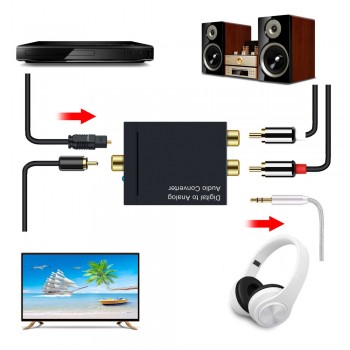 Coaxial Optical Fiber Toslink Digital to Analog L/R RCA 3.5mm Jack Audio Converter SPDIF Digital Audio Decoder Stereo Amplifier