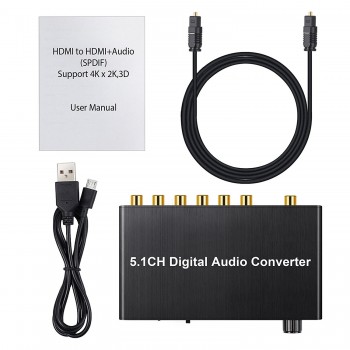 192kHz DAC Converter Digital Audio Decoder Coaxial / Toslink to 5.1CH / 2.0CH Analog 3.5mm Jack Output with Volume Control kno