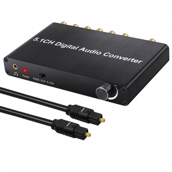 192kHz DAC Converter Digital Audio Decoder Coaxial / Toslink to 5.1CH / 2.0CH Analog 3.5mm Jack Output with Volume Control kno
