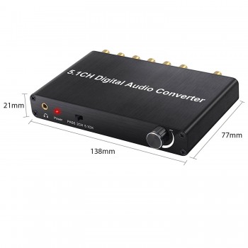 192kHz DAC Converter Digital Audio Decoder Coaxial / Toslink to 5.1CH / 2.0CH Analog 3.5mm Jack Output with Volume Control kno