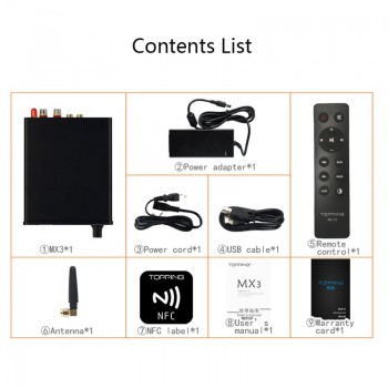 TOPPING MX3 Bluetooth Digital Amplifier USB Coaxial Fiber Decoder Built-in DAC Amp Auto Switch NFC 257mW*2 24bit192KHz