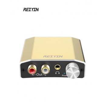 DAC 192kHz 24bit Audio Converter Digital Optical Coaxial Toslink to Analog Stereo L/R RCA 3.5mm Adapter with Volume Switch Gold