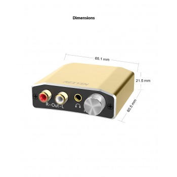 DAC 192kHz 24bit Audio Converter Digital Optical Coaxial Toslink to Analog Stereo L/R RCA 3.5mm Adapter with Volume Switch Gold