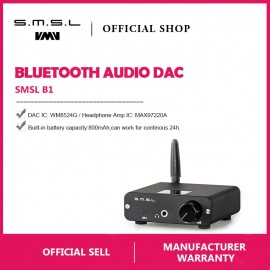 SMSL B1 HiFi Stereo Audio Bluetooth DAC Receiver NFC Optical Coaxial DAC Digital Audio Decoder 24 Hours Playing Time Black