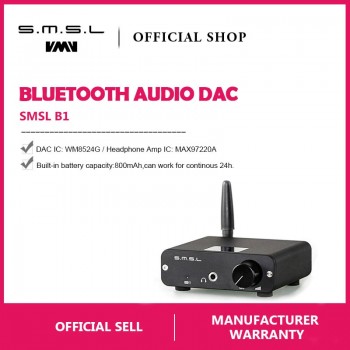 SMSL B1 HiFi Stereo Audio Bluetooth DAC Receiver NFC Optical Coaxial DAC Digital Audio Decoder 24 Hours Playing Time Black