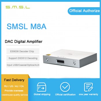 SMSL M8A Native DSD512 usb dac player es9038q2m PCM768kHz xmos /OPTIC/Coaxial /USB Input RCA Output  HIFI Decoder