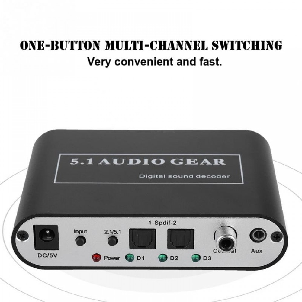 Noise Cancelling DTS Decoder Optical/Coaxial Signal/Analog to 5.1/2.1 Analog DTS Audio Decoder Support U Disk Playing Small Size