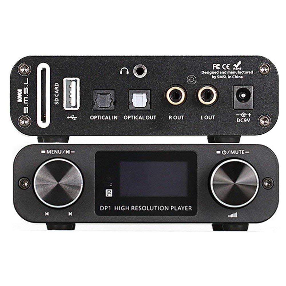 SMSL DP1 Digital Player USB SD Card 32bit Audio DAC with Built-in Headphone Amplifier High Resolution Music Player