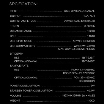 SMSL S.M.S.L SU-8 Hi-Res DAC ES9038Q2M*2 DSD 64/512 PCM 44.1/768kHz USB/Optical/Coaxial Decoder