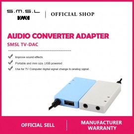 SMSL TV-DAC Digital Optical Coaxial to Analog Stereo RCA Audio Converter Adapter Coaxial Input Cable 3.5mm Input Cable Sky blue