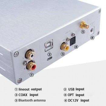 ES9038Q2M Bluetooth 5.0 Audio Decoder Stereo CSR8675 APTX HD XMOS-208 USB DAC Decoder Stereo DSD512 With Headphone Jack