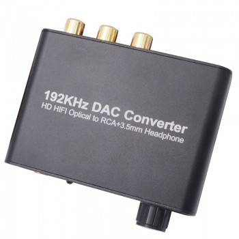 192KHz Digital to Analog Converter 5.1CH DAC Optical SPDIF Coaxial To RCA With 3.5mm Volume Control Support Dolby AC3 DTS