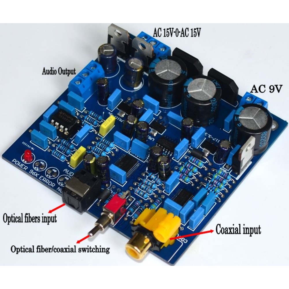 AK4396+CS8416 DAC Digital Decoder 24bit 192khz Optical Fiber Coaxial Signal Input Stereo Audio Analog Output For Amplifier PC TV