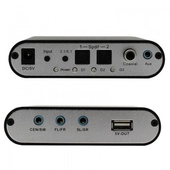 1 Piece Only HIgh Quality New 5.1 AC3 DTS HD Audio Decoder Digital Sound Decoder Optical SPDIF Coaxial to 6RCA Free Shipping