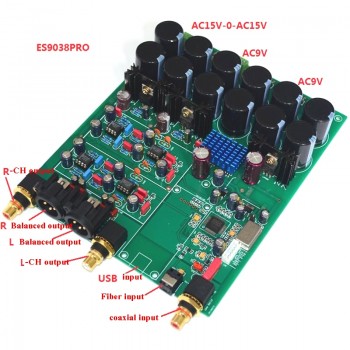 ES9038PRO USB DAC decoder HIFI amplifier Amanero Xmos USB Card 32bit DSD DAC board T0244