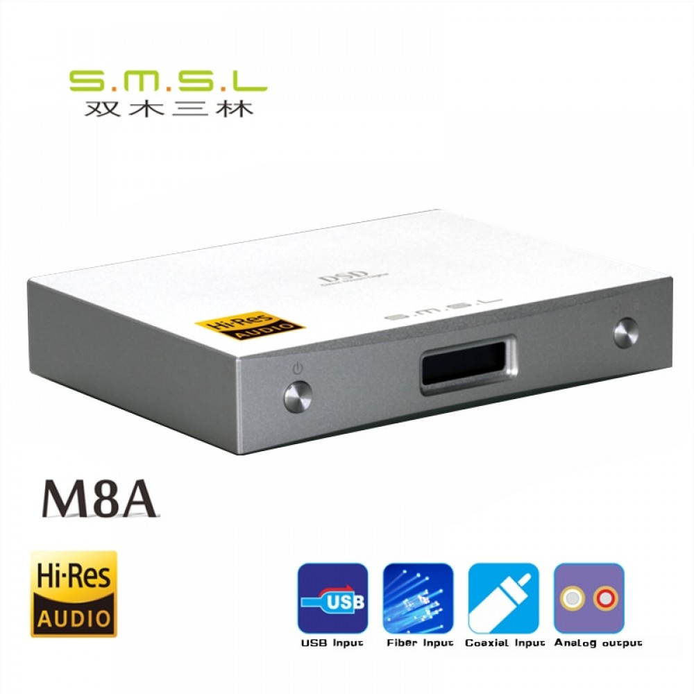 New version SMSL M8A ES9038Q2M 32Bit/768kHz DSD512 DAC USB/Optical/Coaxial/ input XMOS USB Decoder humanized operation