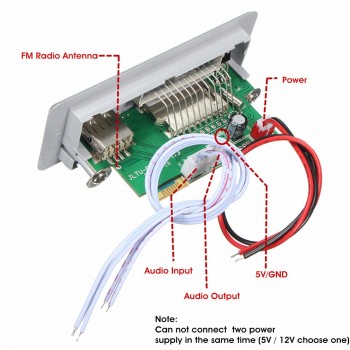 DC 12V/5V Car LED USB AUX FM bluetooth MP3 Decode Board Radio Amplifier Remote Digital to Analog Converter