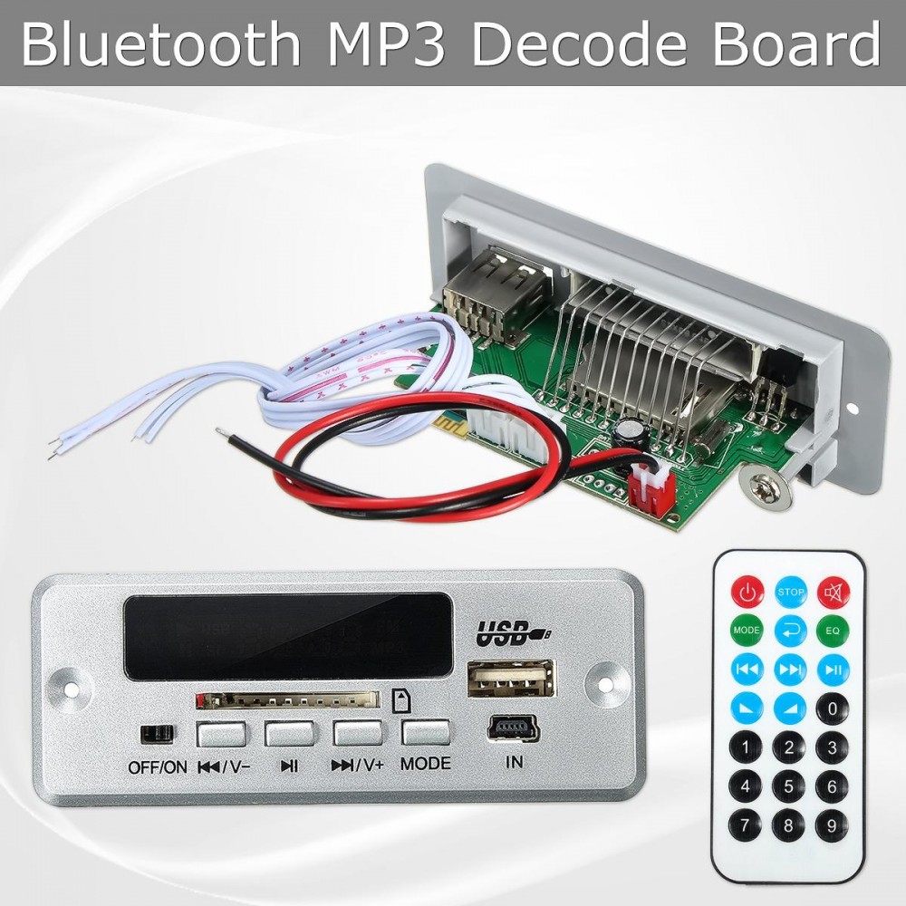 DC 12V/5V Car LED USB AUX FM bluetooth MP3 Decode Board Radio Amplifier Remote Digital to Analog Converter