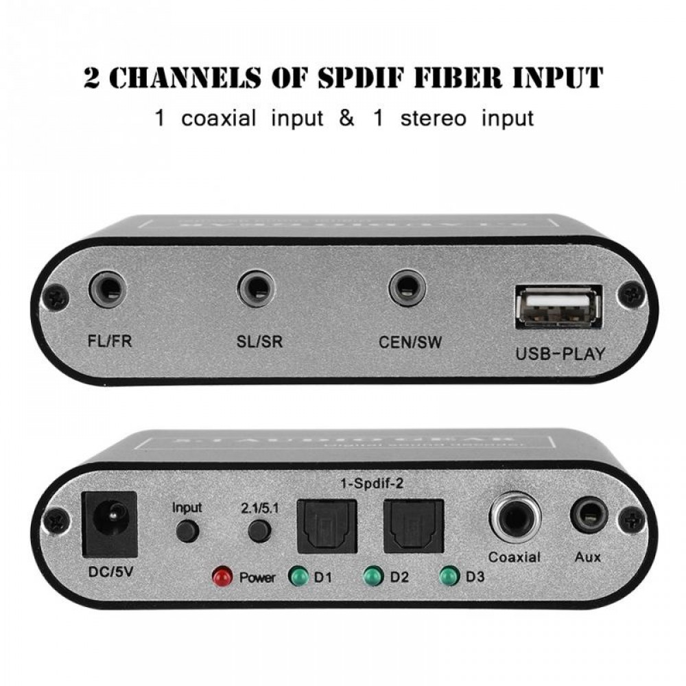 Noise Cancelling DTS Decoder Optical/Coaxial Signal/Analog to 5.1/2.1 Analog DTS Audio Decoder High Interference Immunity