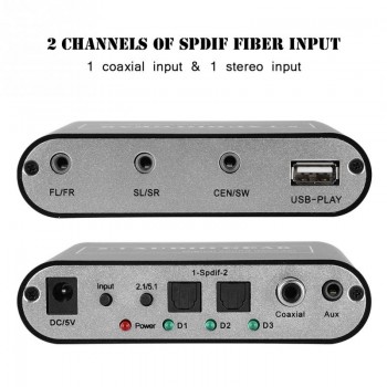 Noise Cancelling DTS Decoder Optical/Coaxial Signal/Analog to 5.1/2.1 Analog DTS Audio Decoder High Interference Immunity