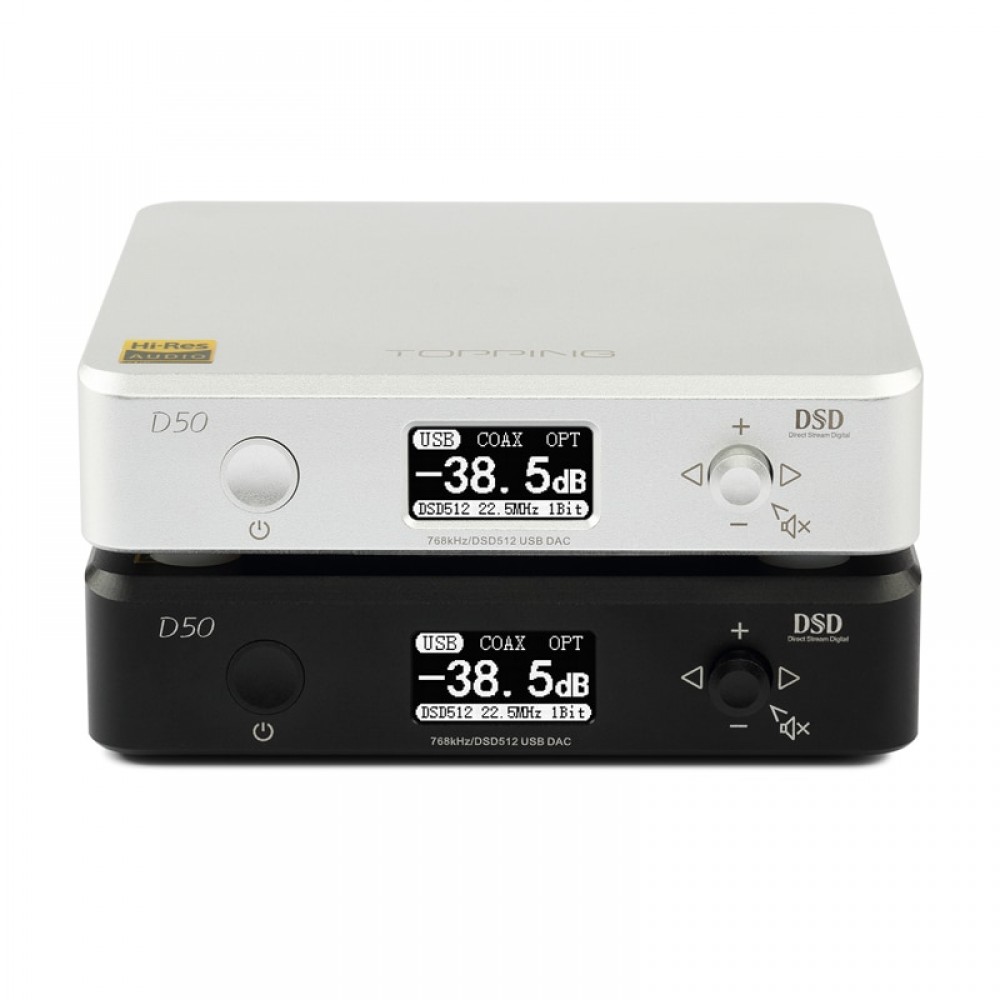 New TOPPING D50 ES9038Q2M *2 32Bit/768Khz DSD512 MINI HIFI AUDIO Decoding USB DAC XMOS XU208 3xOPA1612 USB/OPT/COAX Input