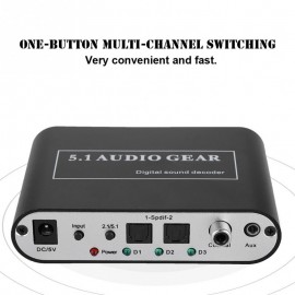Noise Cancelling DTS Decoder Optical/Coaxial Signal/Analog to 5.1/2.1 Analog DTS Audio Decoder Supports U Disk Playing ABS