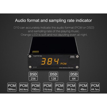 Topping D10 ES9018K2M PCM384 amp; DSD256 USB DAC XMOS XU208 OPA2134 Line out Optical and Coaxial output