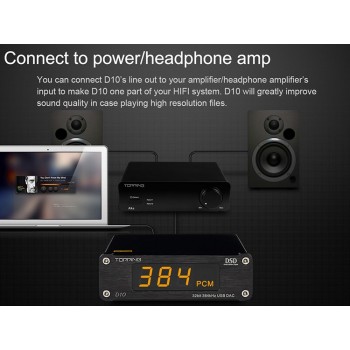Topping D10 ES9018K2M PCM384 amp; DSD256 USB DAC XMOS XU208 OPA2134 Line out Optical and Coaxial output