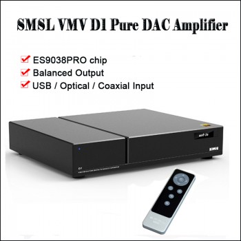 SMSL VMV D1 Desktop USB DAC Audio Amplifier Decoder DAC ES9038PRO DSD DAC Amplifier Balanced output Decodificador