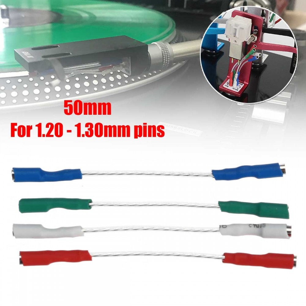 4Pcs 50mm 5N Pure Sliver Leads Header Wire Cable  Universal For 1.2-1.3mm Pins Turntable Phono Headshell