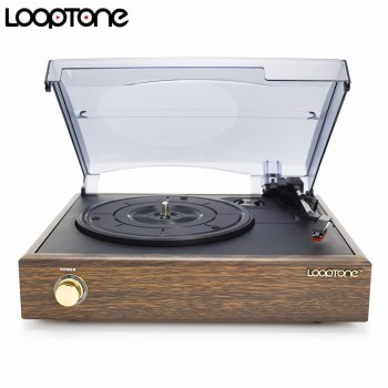 LoopTone 3-Speed Classic Belt-Driven Turntable Vinyl LP Record Player W/ 2 Built-in Speakers RCA Line-out AC110~130Vamp;220~240V