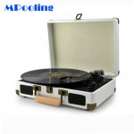 MPooling Portable Vinyl Record Player, Belt Drive 33/45/78 RPM Turntable, USB Recorder, AM/FM Radio, Aux-in, No Built-in Battery